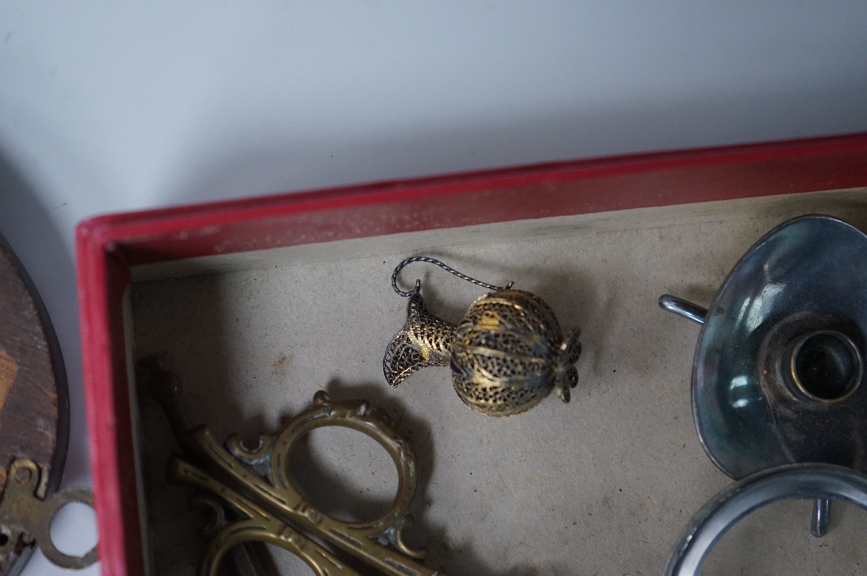 A group of various collectables to include timepieces, Danish metalware, firemark etc.